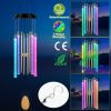 Solar Wind Chime Lights 7 Color Changing Decorative Lamp IP65 Waterproof Hanging String Lights w/ Dual Pendants For Home Garden Party Festival