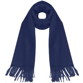 Mens Womens Oversize Cashmere Wool Shawl Wraps Blanket Winter Solid Scarf Soft Pashmina 79" X 28" (Option: NavyBlue)