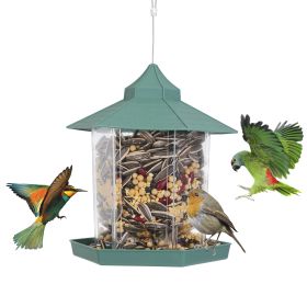 Hanging Gazebo Wild Bird Feeder Outdoor Bird Seed Station with Large Capacity 6 Feeder Ports for Garden Patio Park Weatherproof Easy To Refill (Option: BirdFeederGreen)