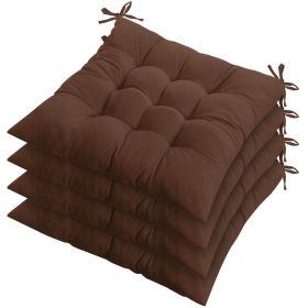 4Pcs Chair Cushion Pads Pillow 17.72x17.72x3.15in Soft Tie On Square Sitting Mats For Home Office Car Sitting Travel (Option: ChairPadProBrown)