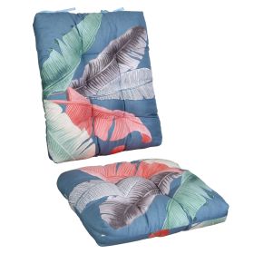 2Pcs Rocking Chair Cushion Upper And Lower Back And Seat Sets with Non-Slip Ties Polyester Fiber Filling Comfortable for Indoor Home Office Car (Option: Blue_ColorLeaf)