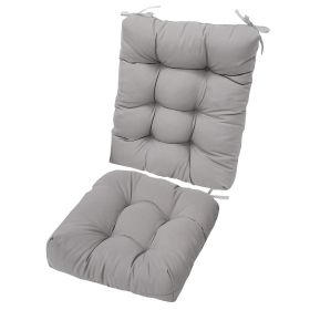 2Pcs Rocking Chair Cushion Upper And Lower Back And Seat Sets with Non-Slip Ties Polyester Fiber Filling Comfortable for Indoor Home Office Car (Option: Grey)