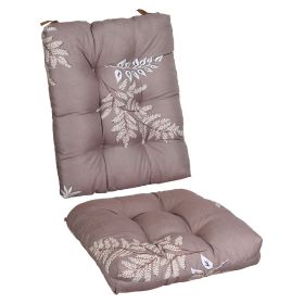 2Pcs Rocking Chair Cushion Upper And Lower Back And Seat Sets with Non-Slip Ties Polyester Fiber Filling Comfortable for Indoor Home Office Car (Option: Coffee_GreyLeaf)