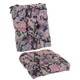 2Pcs Waterproof Rocking Chair Cushion Upper And Lower Back And Seat Sets with Non-Slip Ties Oxford Cloth Surface Polyester Filling Comfortable for Ind (Option: Black_PinkLeaf_Pro)