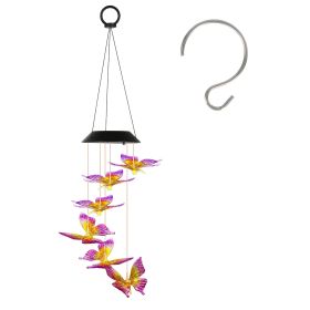 Solar Butterfly Wind Chime 7 Color Changing Wind Chime for Outside IPX4 Waterproof Outdoor Garden Yard Decor (Option: ButterflyChimePurpYEL)
