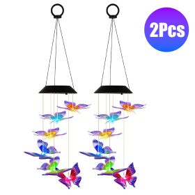 2Pack Solar Butterfly Wind Chimes 7 Color Changing Wind Chimes for Outside IPX4 Waterproof Outdoor Garden Yard Decor (Option: ButterflyChime2Pc)