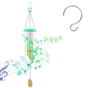 Solar Hummingbird Wind Chime with Aluminum Tubes 7 Color Changing Wind Chime for Outside IP44 Waterproof Outdoor Garden Yard Decor (Option: HummingbirdChimeGreen)