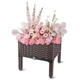 Outdoor Raised Garden Bed with Legs Elevated Planter Box with Self-watering System for Garden Patio Balcony Vegetables Flowers Herbs PP Plastic Box Ea (Option: PlanterS404037)