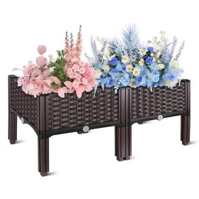 Outdoor Raised Garden Bed with Legs Elevated Planter Box with Self-watering System for Garden Patio Balcony Vegetables Flowers Herbs PP Plastic Box Ea (Option: PlanterM804037)