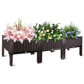 Outdoor Raised Garden Bed with Legs Elevated Planter Box with Self-watering System for Garden Patio Balcony Vegetables Flowers Herbs PP Plastic Box Ea (Option: PlanterL1204037)