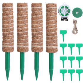 4Pcs Coco Coir Extendable Moss Pole for Climbing Plants Plant Support with 10 Labels 6.6Feet Jute Rope 6.6 Feet Fasten Strap 65.6 Feet Twist Tie Indoo (Option: MossPole42CM)