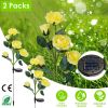 2Pcs Solar Powered Lights Outdoor Rose Flower LED Decorative Lamp Water Resistant Pathway Stake Lights For Garden Patio Yard Walkway