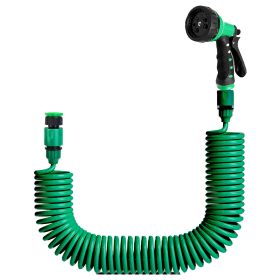 EVA Recoil Garden Hose Flexible Self-coiling Water Hose with 3/4” and 1/2” Adapter with 7 Spraying Modes for Boat Greenhouse Yard Patio (Option: CoilGardenHose7.5M)