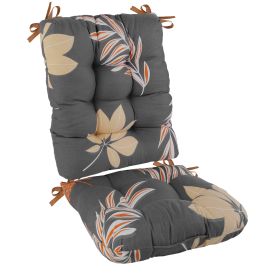 2Pcs Rocking Chair Cushion Upper And Lower Back And Seat Sets with Non-Slip Ties Polyester Fiber Filling Comfortable for Indoor Home Office Car (Option: Grey_YellowLeaf)