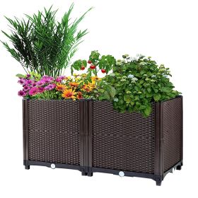 Raised Garden Bed Plant Growth Box with Self-watering System for Garden Patio Balcony Elevated Planter Box for Flowers Vegetables Herbs (Option: PlantBed603020cm)