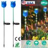 2Pcs Solar Powered Tulip Garden Light Wind Mill Waterproof Landscape Stake Lamp Decorative Lawn Lights For Yard Driveway Walkway Patio