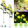 2Pcs Solar Powered Lights Outdoor Rose Flower LED Decorative Lamp Water Resistant Pathway Stake Lights For Garden Patio Yard Walkway