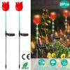 2Pcs Solar Powered Tulip Garden Light Wind Mill Waterproof Landscape Stake Lamp Decorative Lawn Lights For Yard Driveway Walkway Patio