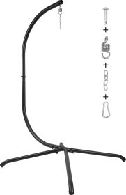 Only Supports Self Pickup-Hammock Swing Stand, C-Stand For Hanging Hammock Chair With Hitch And Spring Hook, 400 Lbs. Load Capacity, Steel Stand Only (Color: BLACK)
