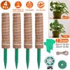 4Pcs Coco Coir Extendable Moss Pole for Climbing Plants Plant Support with 10 Labels 6.6Feet Jute Rope 6.6 Feet Fasten Strap 65.6 Feet Twist Tie Indoo