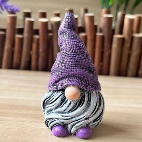 1pc Garden Gnome Resin Statue; Faceless Doll Figures Miniature Home Decoration For Lawn Ornaments Indoor Or Outdoor Patio Deck Yard Garden Lawn Porch (Color: PURPLE)