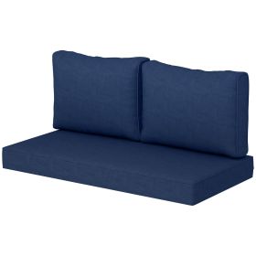 Outsunny 2 Seater Patio Furniture Cushions, Thick Outdoor Loveseat Cushions Furniture Cushions with Removable Cover (Color: Navy)