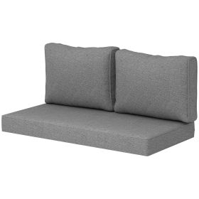 Outsunny 2 Seater Patio Furniture Cushions, Thick Outdoor Loveseat Cushions Furniture Cushions with Removable Cover (Color: Gray)