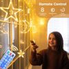 Ramadan Solar Icicle Lights,Outdoor Waterproof Moons Stars Curtain Window String with 8 Modes Timer Remote