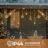 Ramadan Solar Icicle Lights,Outdoor Waterproof Moons Stars Curtain Window String with 8 Modes Timer Remote