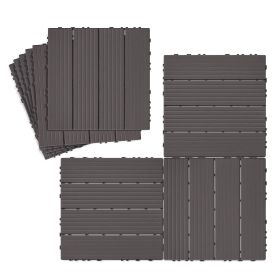 Interlocking Deck Tiles 9 Pack,  Outdoor Square Flooring Tiles, Waterproof All Weather Patio Floor Tiles for Balcony Porch Garden Deck Balcony (Color: Coffee)