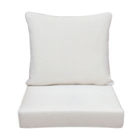 Outdoor Deep Seat Cushion Set, Waterproof & Fade Resistant Patio Chair Replacement Cushions for Outdoor Furniture, Removable and Washable Cover (Color: Beige)