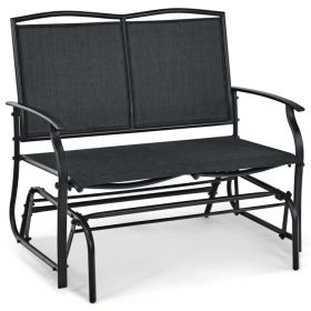 Iron Patio Rocking Chair for Outdoor Backyard and Lawn (Color: BLACK)