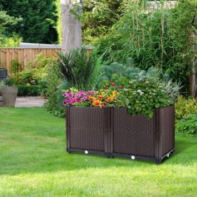 Raised Garden Bed Planter for Outdoor Plants Plastic Planters Box Elevated Garden Boxes Plant Pots of Garden Patio Balcony Deck to Planting Flowers Ve (Color: as picture)