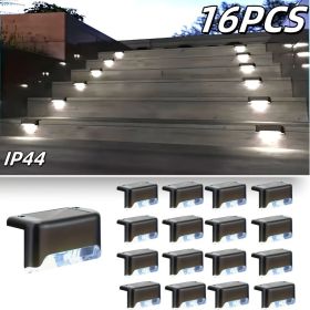 Led Solar Deck Lights 32 Pack Waterproof and Wide Use for Outdoor Stairs Step Fence Railing Yard and Patio Auto On/Off Easy Installation(Warm White) (Quantity: White light-16PCS)