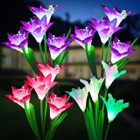 Outdoor Solar Lights, 4 Pack Solar Garden Light with Bigger Lily Flowers (Quantity: 4pcs)