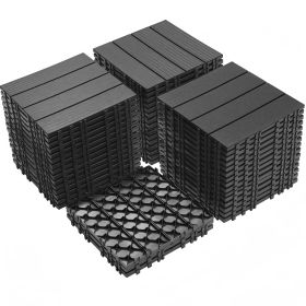 Plastic Interlocking Deck Tiles, 12.00"x12.00"(Pack of 44 ), Patio Flooring Outdoor Waterproof All Weather Use for Garden Poolside Front/Back Yard (Color: Light gray)