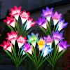 4 Pack Solar Lights With 16 Bigger Artificial Lily Flowers, Multi-Color Changing Lights