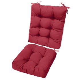 Waterproof Rocking Chair Cushion Upper And Lower Back And Seat Sets with Non-Slip Ties Oxford Cloth Surface Polyester Filling Comfortable for Indoor H (Color: WineRed_Pro)