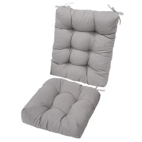 Waterproof Rocking Chair Cushion Upper And Lower Back And Seat Sets with Non-Slip Ties Oxford Cloth Surface Polyester Filling Comfortable for Indoor H (Color: Grey_Pro)