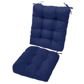 Waterproof Rocking Chair Cushion Upper And Lower Back And Seat Sets with Non-Slip Ties Oxford Cloth Surface Polyester Filling Comfortable for Indoor H (Color: NavyBlue_Pro)