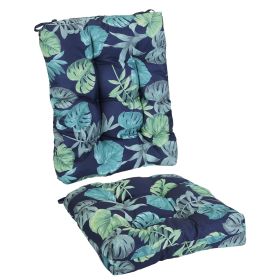 Waterproof Rocking Chair Cushion Upper And Lower Back And Seat Sets with Non-Slip Ties Oxford Cloth Surface Polyester Filling Comfortable for Indoor H (Color: Black_CyanLeaf_Pro)
