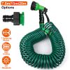 EVA Recoil Garden Hose Flexible Self-coiling Water Hose with 3/4” and 1/2” Adapter with 7 Spraying Modes for Boat Greenhouse Yard Patio