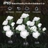 Solar Rose Lights Outdoor, 2 Pack with 14 Rose Flowers Waterproof Color Changing LED Flower Lights, Solar Powered Garden Stakes for Yard, Patio
