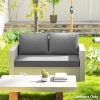 Outsunny 2 Seater Patio Furniture Cushions, Thick Outdoor Loveseat Cushions Furniture Cushions with Removable Cover