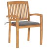 Stacking Patio Chairs with Cushions 4 pcs Solid Teak Wood