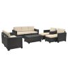 10 Piece PE Rattan Patio Furniture Set, Sectional Sofa Set, Outdoor Patio Furniture Set With Cushions & Tempered Glass Coffee Table