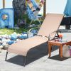 1PC Adjustable Patio Chaise Folding Lounge Chair with Backrest Adjustable Tilt Armrest