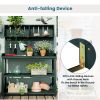 65" Large Wooden Farmhouse Rustic Outdoor Potting Bench Table; Patio Workstation; Garden Potting Bench with 4 Storage Shelves and Side Hook