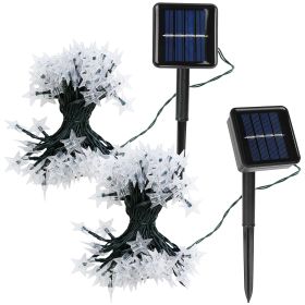 2Pcs Solar Powered String Lights 39.3FT 100LED Beads Fairy Star Lights IP65 Waterproof Decorative Garden Party Christmas Tree Stake Lamps w/ 8 Lightin (Option: StringLightYellow)