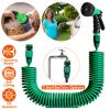 EVA Recoil Garden Hose Flexible Self-coiling Water Hose with 3/4” and 1/2” Adapter with 7 Spraying Modes for Boat Greenhouse Yard Patio